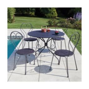 Ensemble repas de jardin  4 places en  gris anthracite