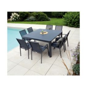 Ensemble repas de jardin  8 places en  gris anthracite