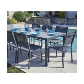 Ensemble repas de jardin  8 places en  gris anthracite