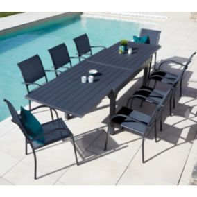 Ensemble repas de jardin  8 places en  gris anthracite