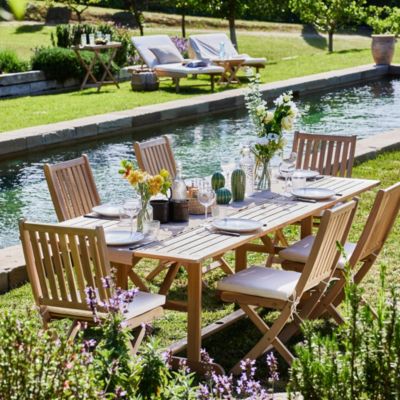 Ensemble repas jardin table extensible 180-240x100 + 6 chaises sans bras + 2 chaises avec accoudoirs avec coussins- Java Light