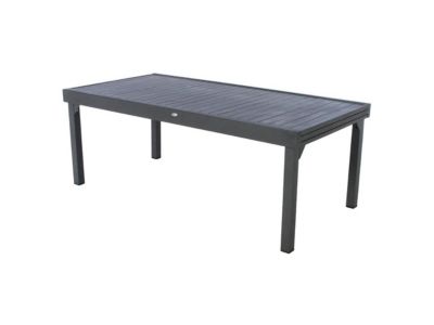 Ensemble repas table extensible rectangulaire alu Graphite Piazza + 12 fauteuils Piazza - Hespéride