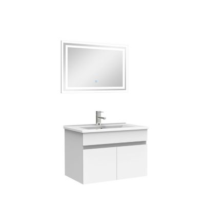 Ensemble Salle De Bain 60cm meuble blanc avec miroir lumineux
