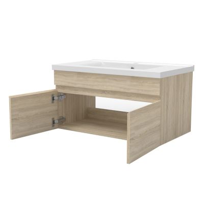 Ensemble Salle De Bain 80cm meuble Chêne Wotan avec miroir lumineux