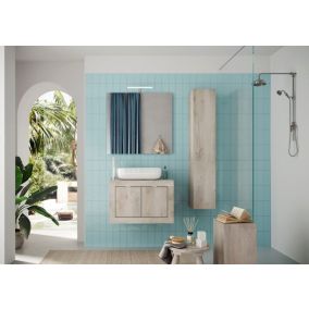 Ensemble salle de bain BASIC pin blanc, 70 x 47 x 45 cm