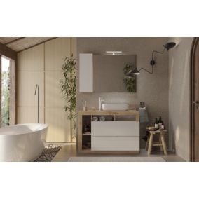 Ensemble salle de bain meuble+miroir+vasque HAMBURG blanc brillant, Kadiz 110 x 79 x 49 cm