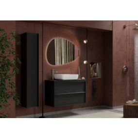 Ensemble salle de bain STEEL noir frêne, en plusieurs dimensions - 105 cm