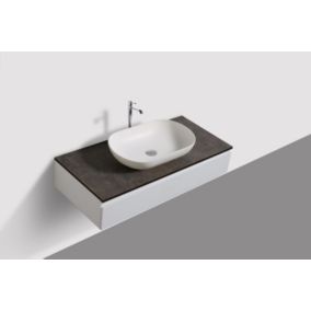 Ensemble salle de bain Vision 1000 blanc mat, Avec miroir LED 2073, Sans cache ni vasque