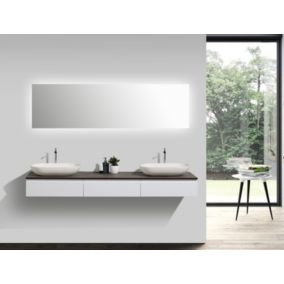 Ensemble salle de bain Vision 1800 blanc mat, Sans miroir ni cache, 1x vasque à poser O-540 mat