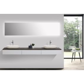 Ensemble salle de bain Vision 2250 blanc mat, 2x vasque à poser O-540 mat, 2 x caches blanc