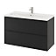 Ensemble salle de bains l.100 cm meuble à suspendre Imandra noir mat + plan vasque céramique blanc