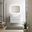 Ensemble salle de bains L. 104 cm meuble sous vasque blanc mat + plan vasque à droite blanc brillant Alba