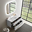 Ensemble salle de bains L. 104 cm meuble sous vasque blanc mat + plan vasque à gauche blanc brillant Alba