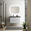 Ensemble salle de bains L. 104 cm meuble sous vasque blanc mat + plan vasque à gauche noir mat Alba