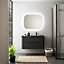 Ensemble salle de bains L. 104 cm meuble sous vasque noir mat + plan vasque à droite noir mat Alba