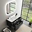 Ensemble salle de bains L. 104 cm meuble sous vasque noir mat + plan vasque à gauche blanc brillant Alba