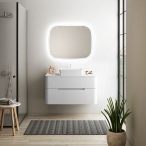 Ensemble salle de bains L. 104 cm meuble sous vasque + plan de toilette blanc mat Alba