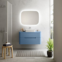 Ensemble salle de bains L. 104 cm meuble sous vasque + plan de toilette bleu mat Alba