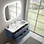 Ensemble salle de bains L. 119 cm meuble sous vasque bleu mat + plan vasque blanc mat Alba