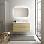 Ensemble salle de bains L. 119 cm meuble sous vasque décor chêne clair + plan vasque blanc mat Alba