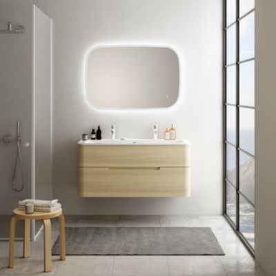 Ensemble salle de bains L. 119 cm meuble sous vasque + plan de toilette  noir mat Alba