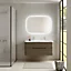 Ensemble salle de bains L. 119 cm meuble sous vasque décor noyer + plan vasque blanc brillant Alba