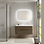 Ensemble salle de bains L. 119 cm meuble sous vasque décor noyer + plan vasque blanc mat Alba