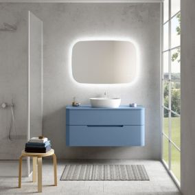 Ensemble salle de bains L. 119 cm meuble sous vasque + plan de toilette bleu mat Alba