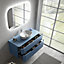 Ensemble salle de bains L. 119 cm meuble sous vasque + plan de toilette bleu mat Alba