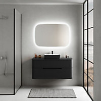 Ensemble salle de bains L. 119 cm meuble sous vasque + plan de toilette noir mat Alba