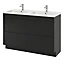 Ensemble salle de bains l.120 cm meuble à poser Imandra noir mat + plan double double vasque céramique blanc
