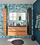 Ensemble salle de bains l.120 cm meuble à suspendre Imandra décor noyer + plan double vasque céramique noir