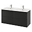 Ensemble salle de bains L.120 cm meuble à suspendre Imandra noir mat + plan vasque céramique blanc