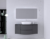 Ensemble salle de bains l.138 cm meuble sous vasque + plan de toilette gris anthracite brillant Vague