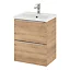 Ensemble salle de bains l.50 cm meuble à suspendre faible profondeur Imandra décor chêne + plan vasque céramique blanc