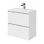 Ensemble salle de bains l.60 cm meuble à suspendre faible profondeur Imandra blanc brillant + plan vasque céramique blanc