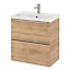 Ensemble salle de bains l.60 cm meuble à suspendre faible profondeur Imandra décor chêne + plan vasque céramique blanc