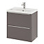 Ensemble salle de bains l.60 cm meuble à suspendre faible profondeur Imandra gris taupe brillant + plan vasque céramique blanc