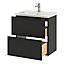 Ensemble salle de bains l.60 cm meuble à suspendre faible profondeur Imandra noir mat + plan vasque céramique blanc