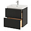 Ensemble salle de bains l.60 cm meuble à suspendre Imandra noir mat + plan vasque résine blanc