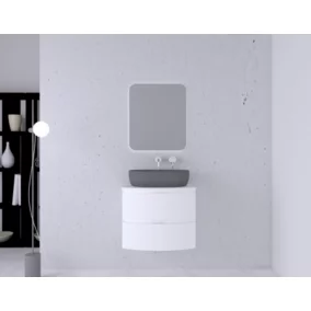 Ensemble salle de bains l.70 cm meuble sous vasque + plan de toilette blanc brillant Vague