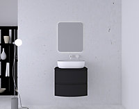 Ensemble salle de bains l.70 cm meuble sous vasque + plan de toilette graphite mat Vague