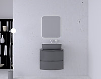 Ensemble salle de bains l.70 cm meuble sous vasque + plan de toilette gris anthracite brillant Vague