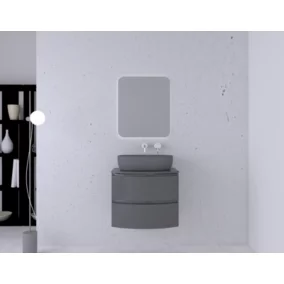 Ensemble salle de bains l.70 cm meuble sous vasque + plan de toilette gris anthracite brillant Vague