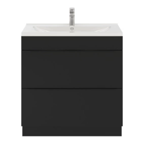 Ensemble salle de bains l.80 cm meuble à poser Imandra noir mat + plan vasque céramique blanc