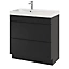 Ensemble salle de bains l.80 cm meuble à poser Imandra noir mat + plan vasque résine blanc