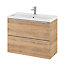 Ensemble salle de bains l.80 cm meuble à suspendre faible profondeur Imandra décor chêne + plan vasque céramique blanc