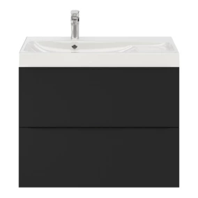 Ensemble salle de bains l.80 cm meuble à suspendre Imandra noir mat + plan vasque résine blanc