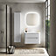 Ensemble salle de bains L. 84 cm meuble sous vasque blanc mat + plan vasque blanc brillant Alba