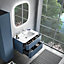 Ensemble salle de bains L. 84 cm meuble sous vasque bleu mat + plan vasque blanc mat Alba